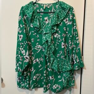Cato 18/20W green floral blouse